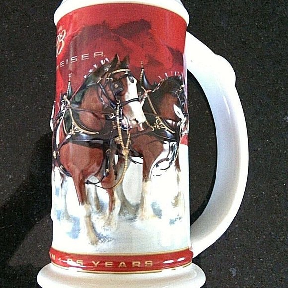 Anheuser-Busch Budweiser Stein Clydesdale Holiday Edition 25th Anniversary Large - Picture 9 of 16